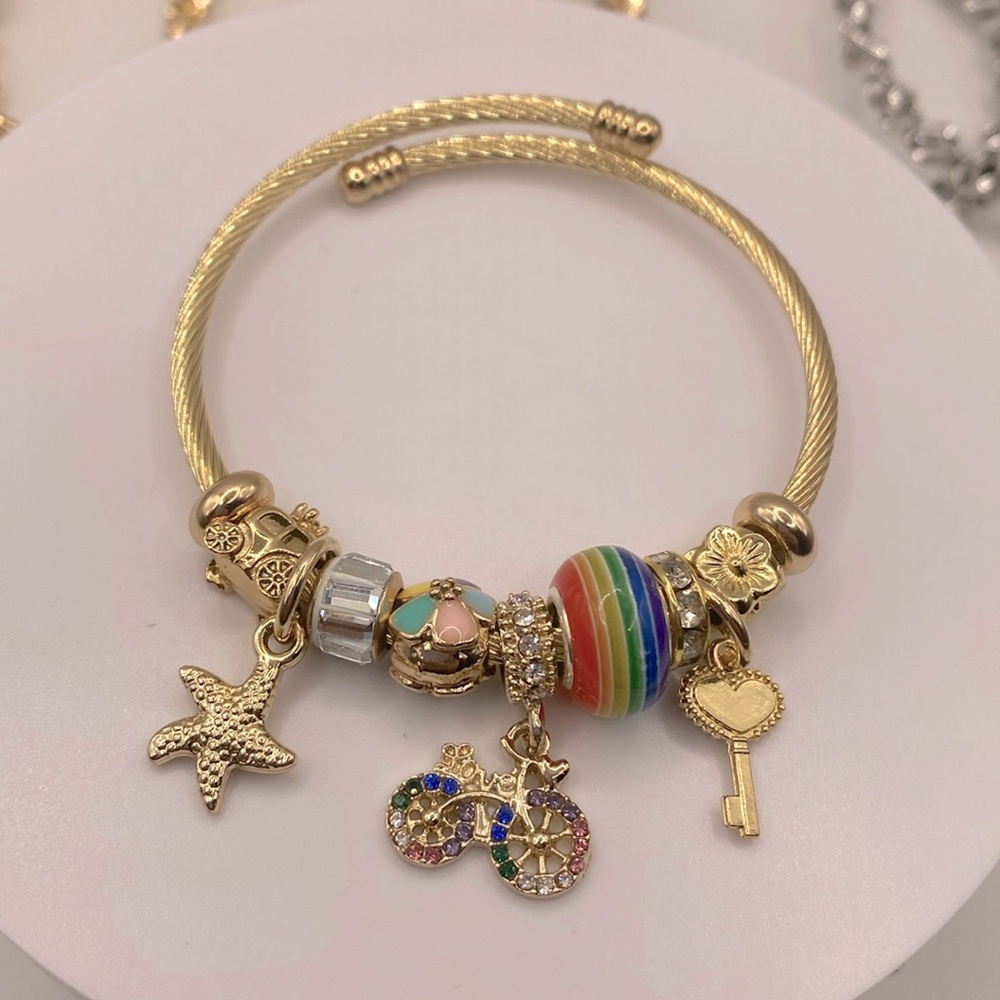 Gold Charm Bicycle Bracelet